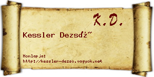 Kessler Dezső névjegykártya